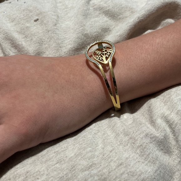 🌳.	“Tree of Life 18k Gold Plated Stainless Steel CZ Bangle” ' - Picture 9 of 16